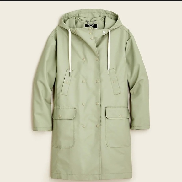 J Crew Green Double-breasted raincoat size MP - Picture 2 of 16